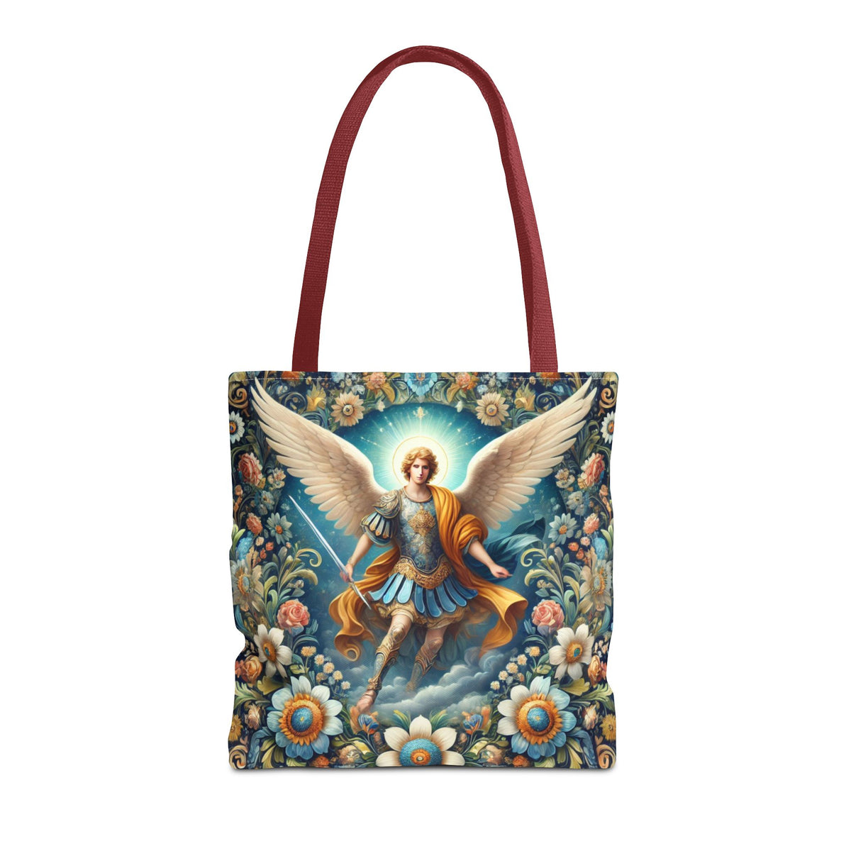 Archangel Michael Floral Tote Bag