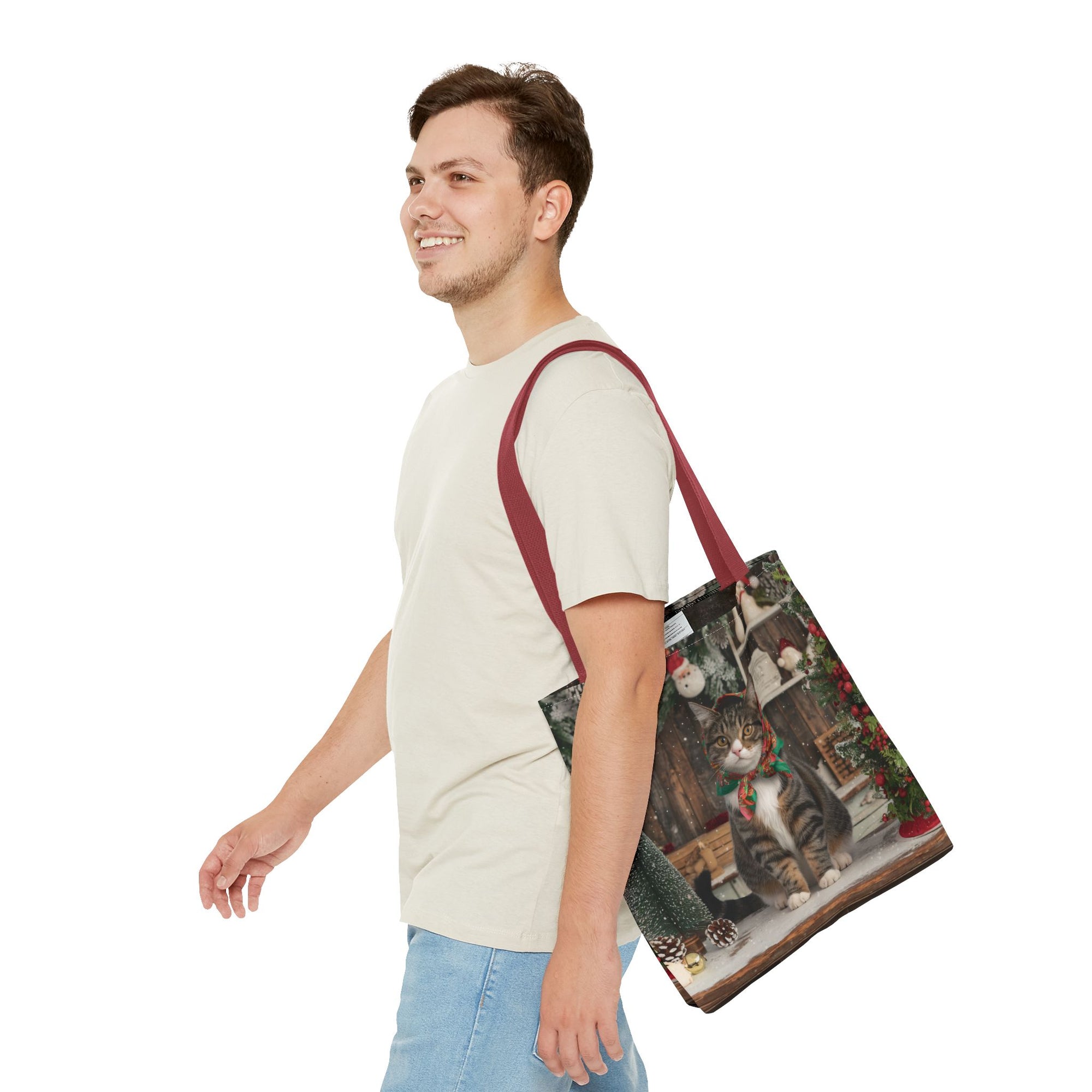 Babushka Cat Holiday Christmas Tote Bag