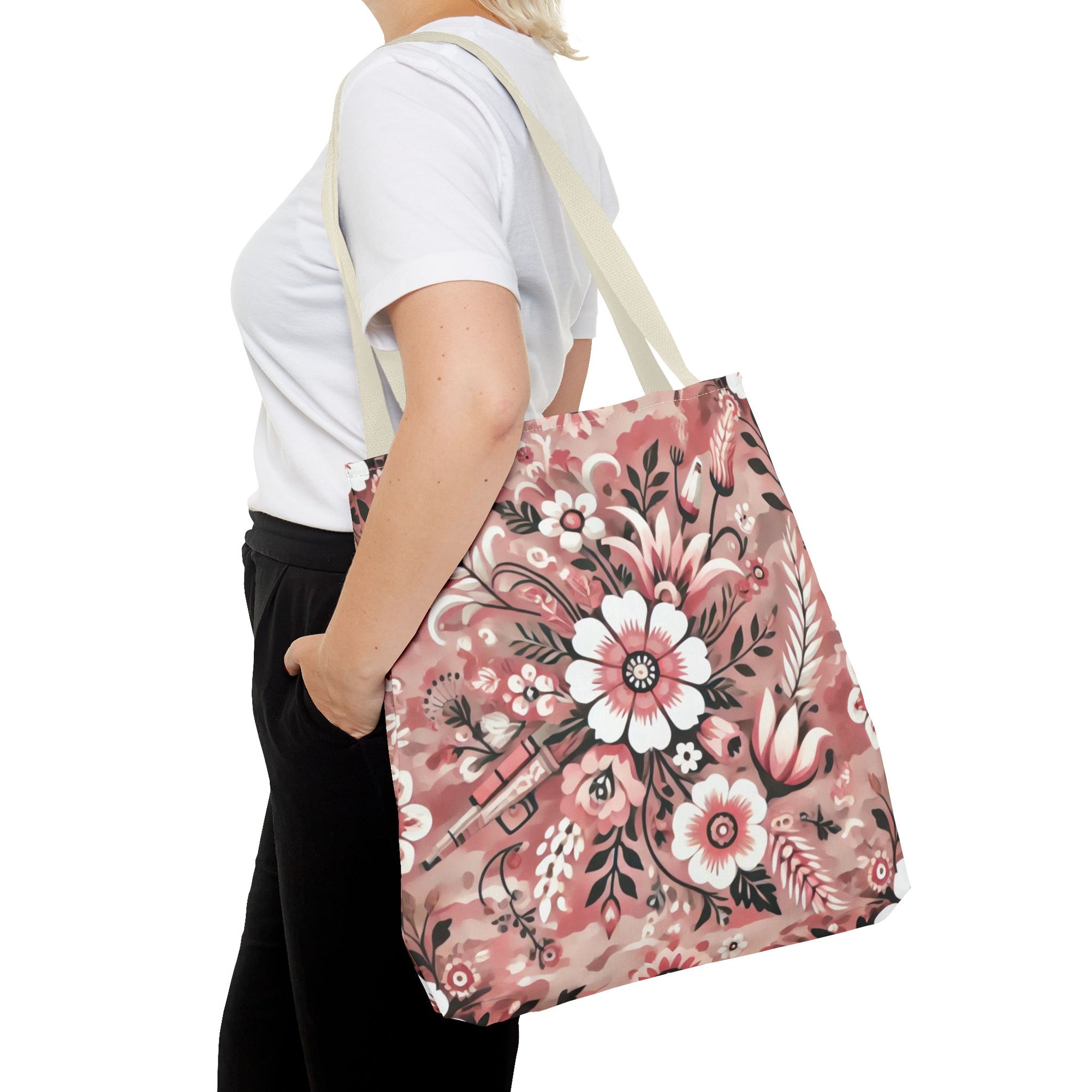 Pink Camouflage Floral Pattern Tote Bag