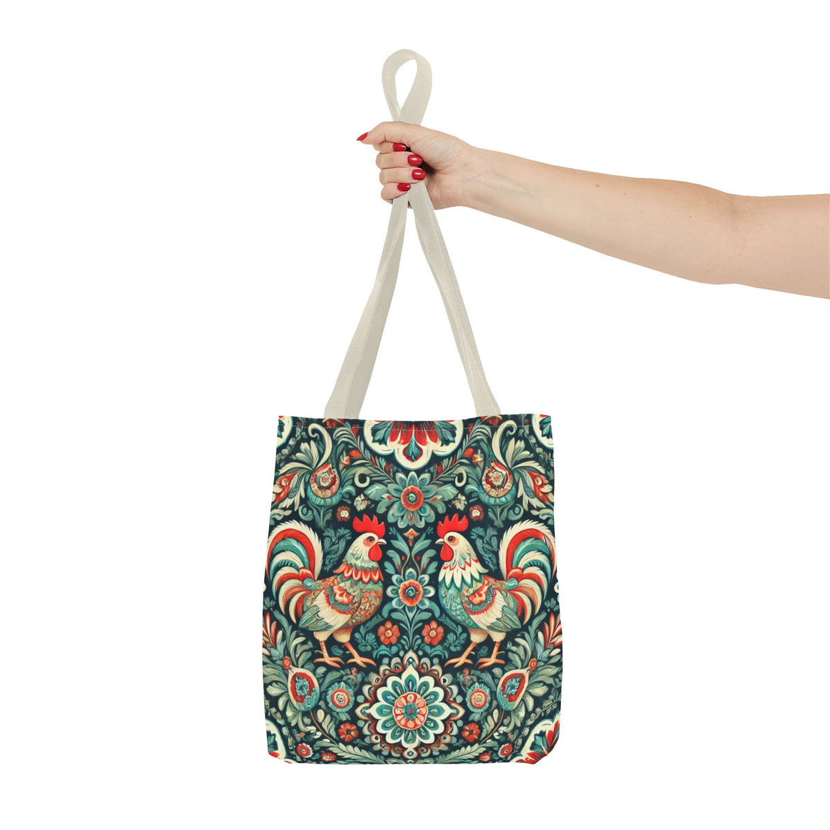Polish Wycinanki Chickens Floral Design Tote Bag