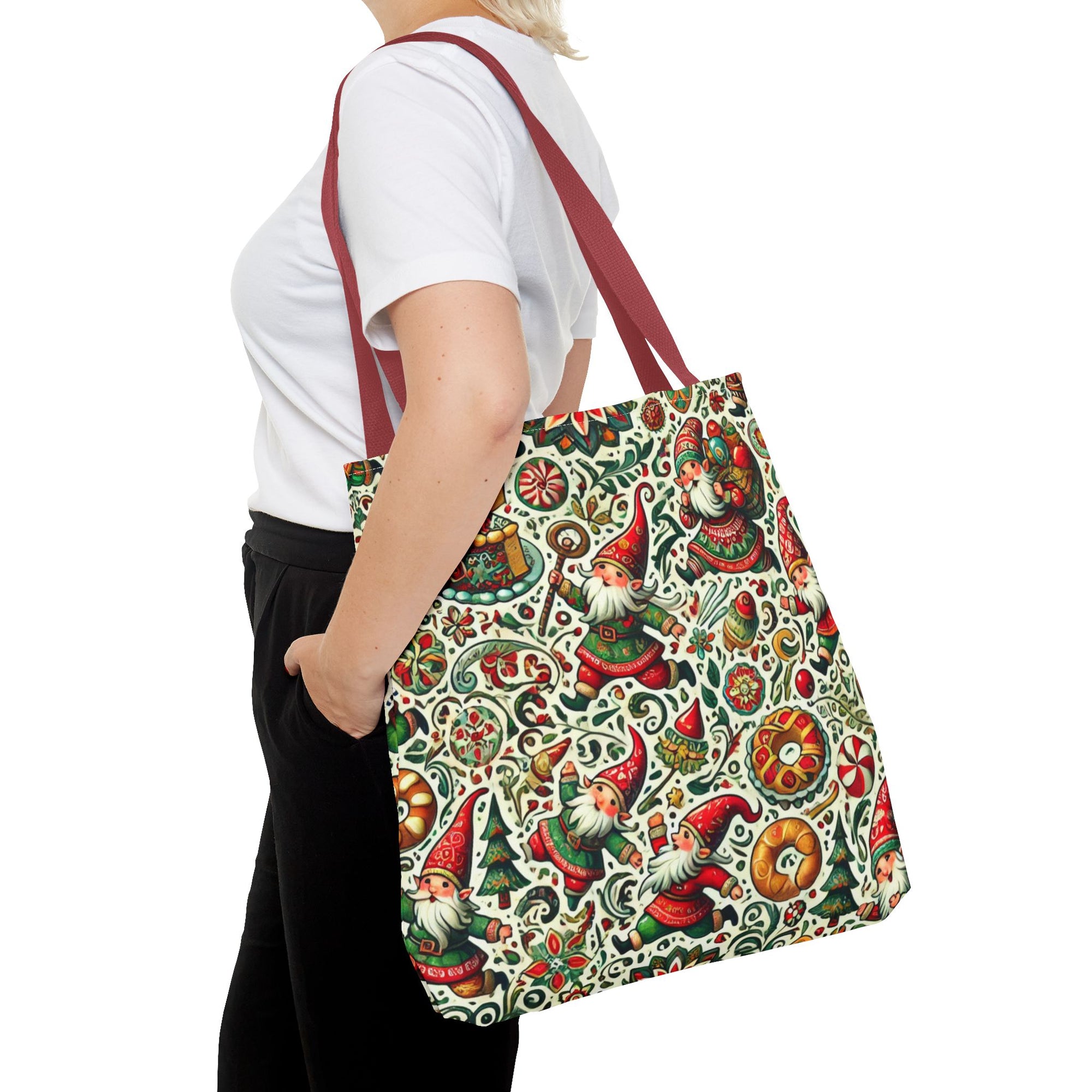 Christmas Gnomes Food Fight Whimsical Holiday Tote Bag