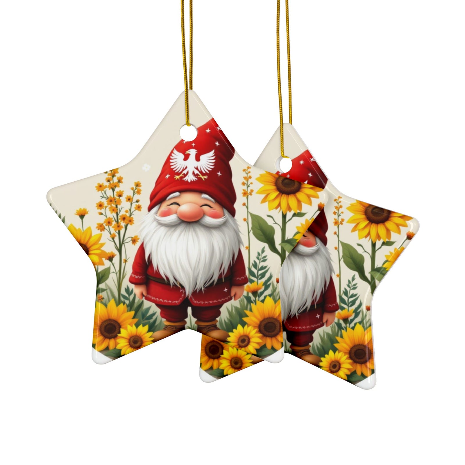 Polish Gnome Smiling Ceramic Ornaments
