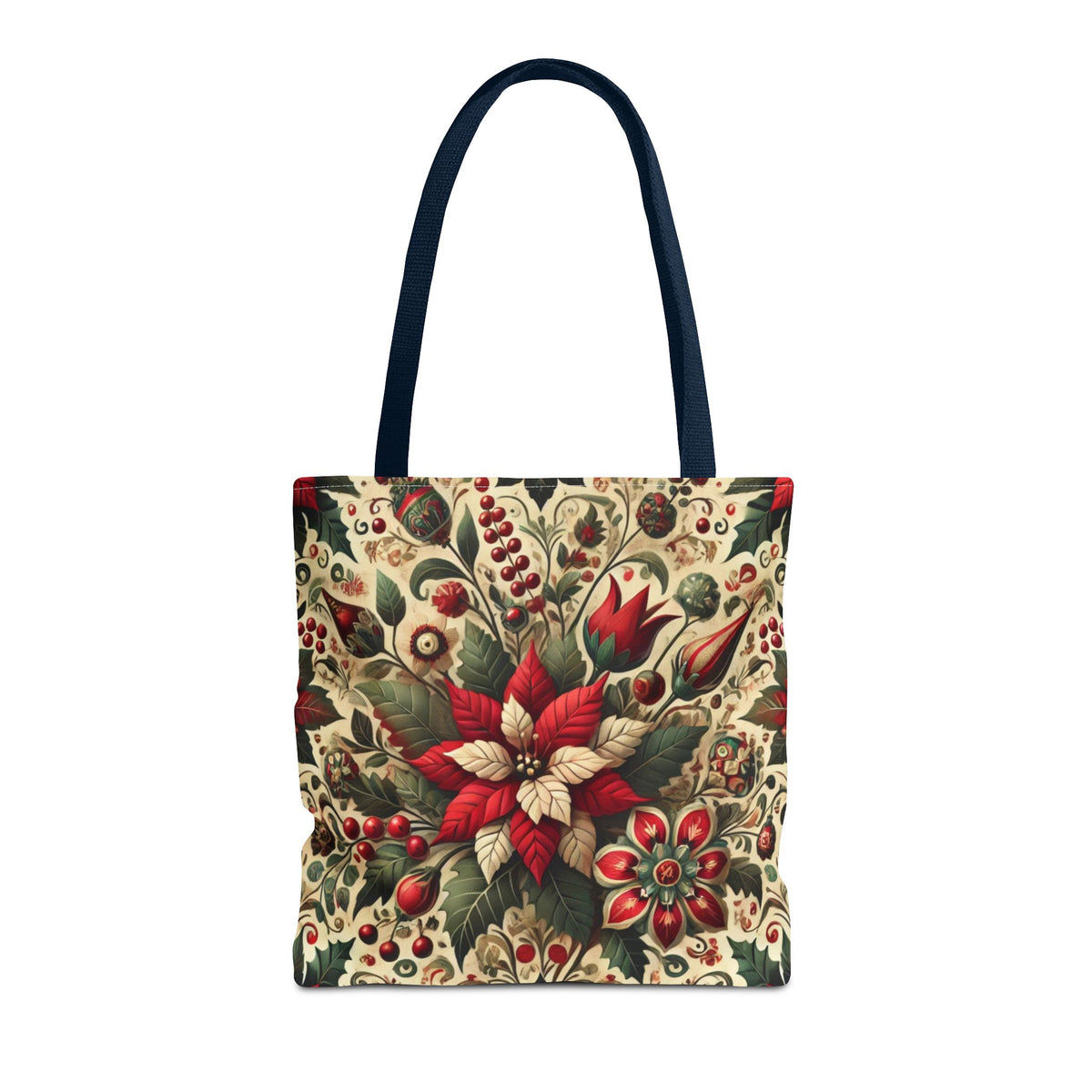 Christmas Poinsettia Floral Art Holiday Tote Bag