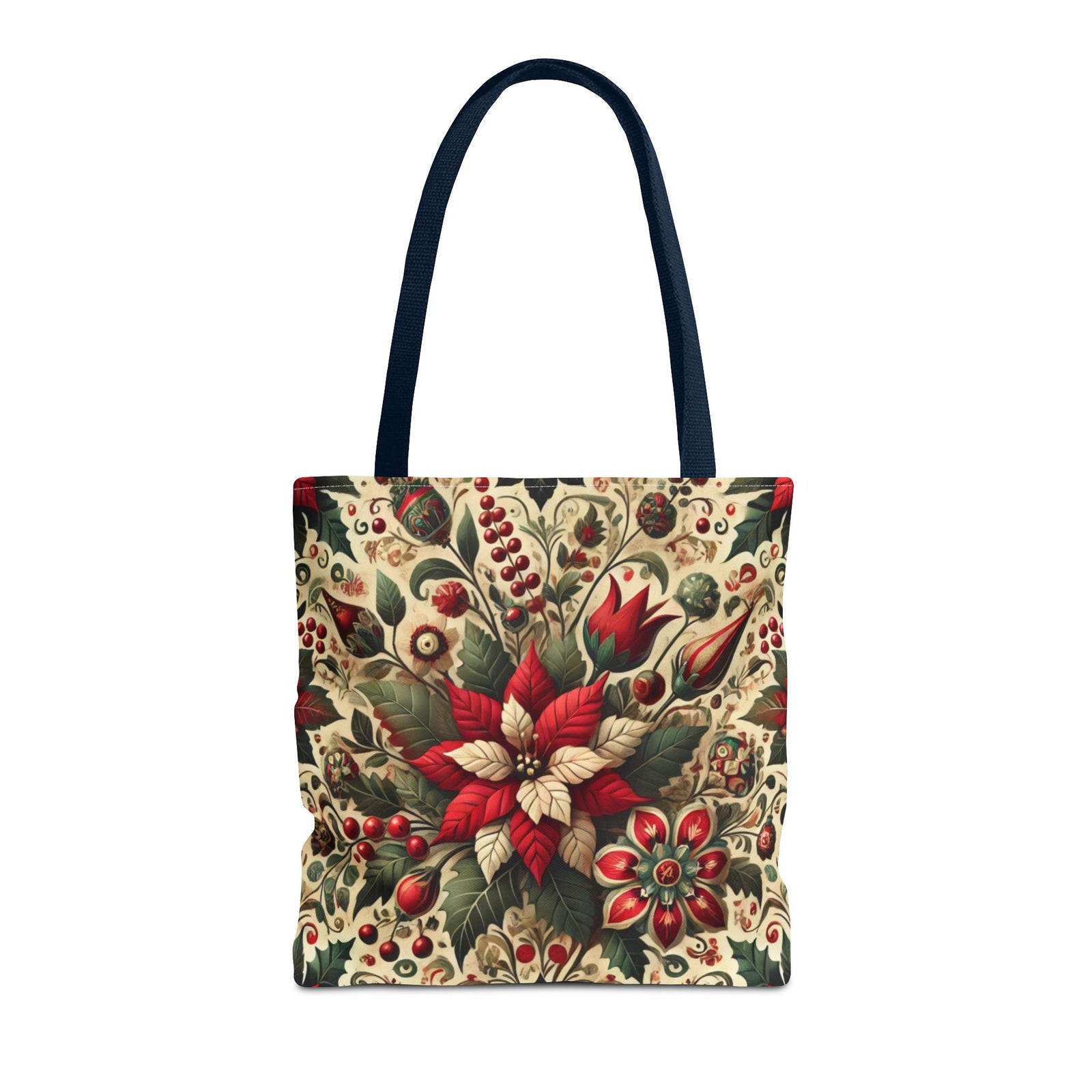 Christmas Poinsettia Floral Art Holiday Tote Bag