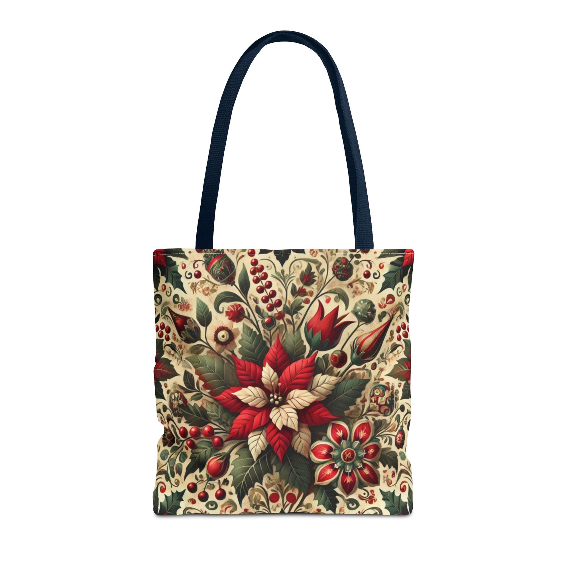 Christmas Poinsettia Floral Art Holiday Tote Bag