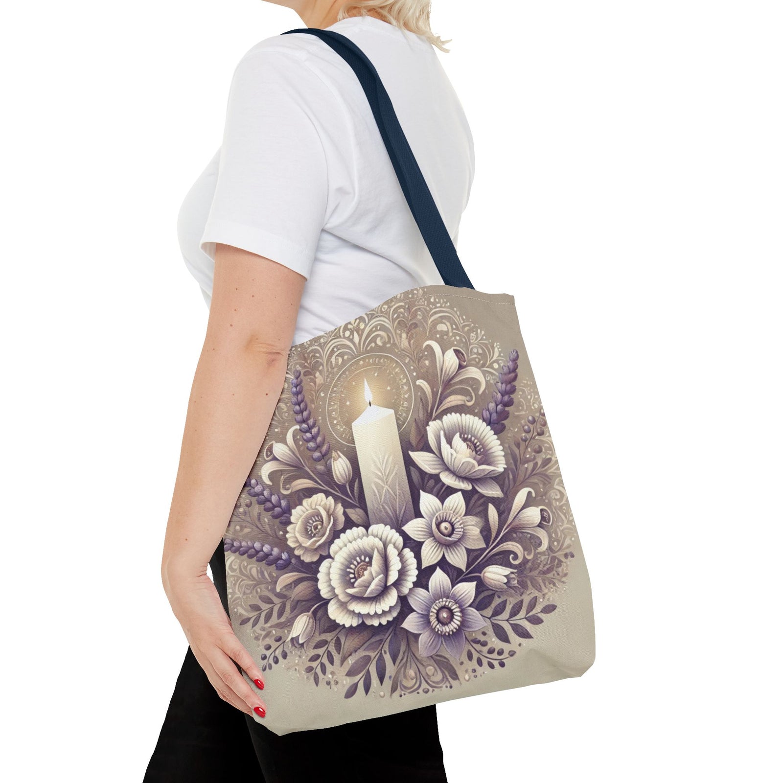 All Saints Day Religious Floral Folk Art Tote Bag