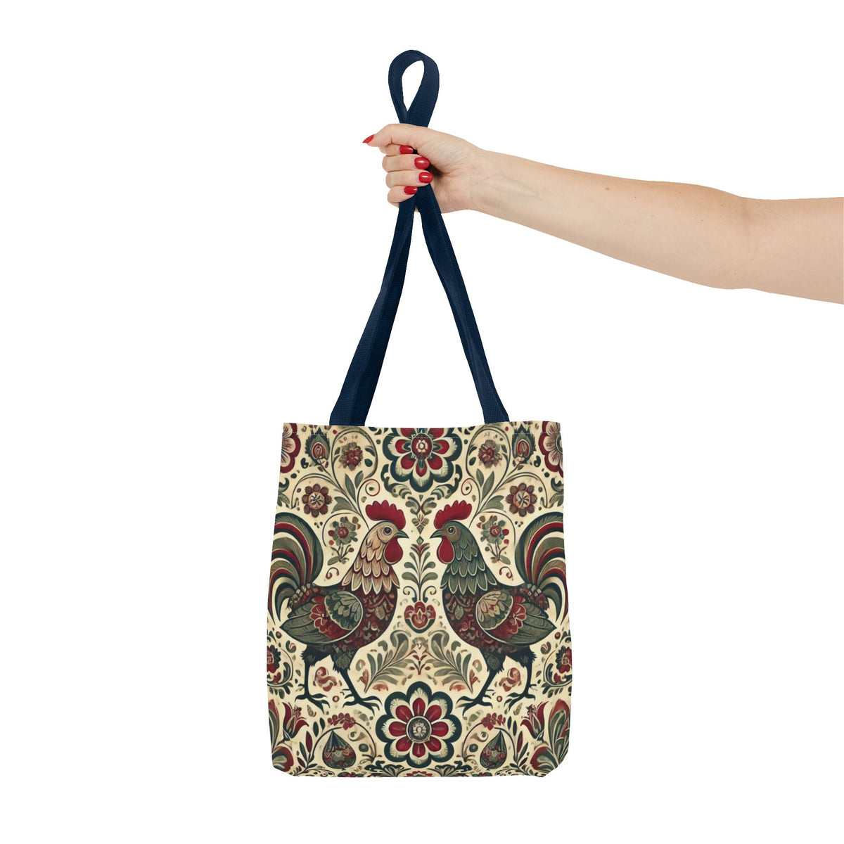 Retro Themed Polish Wycinanki Rooster Pattern Folk Art Tote Bag