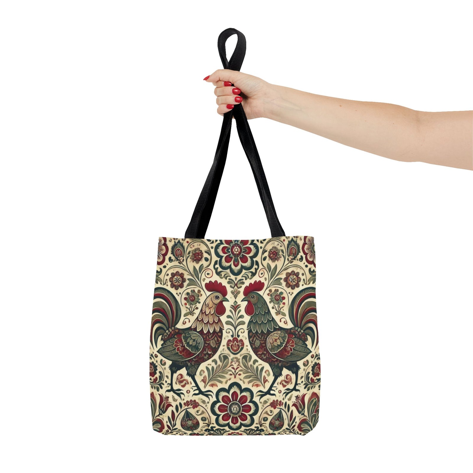 Retro Themed Polish Wycinanki Rooster Pattern Folk Art Tote Bag