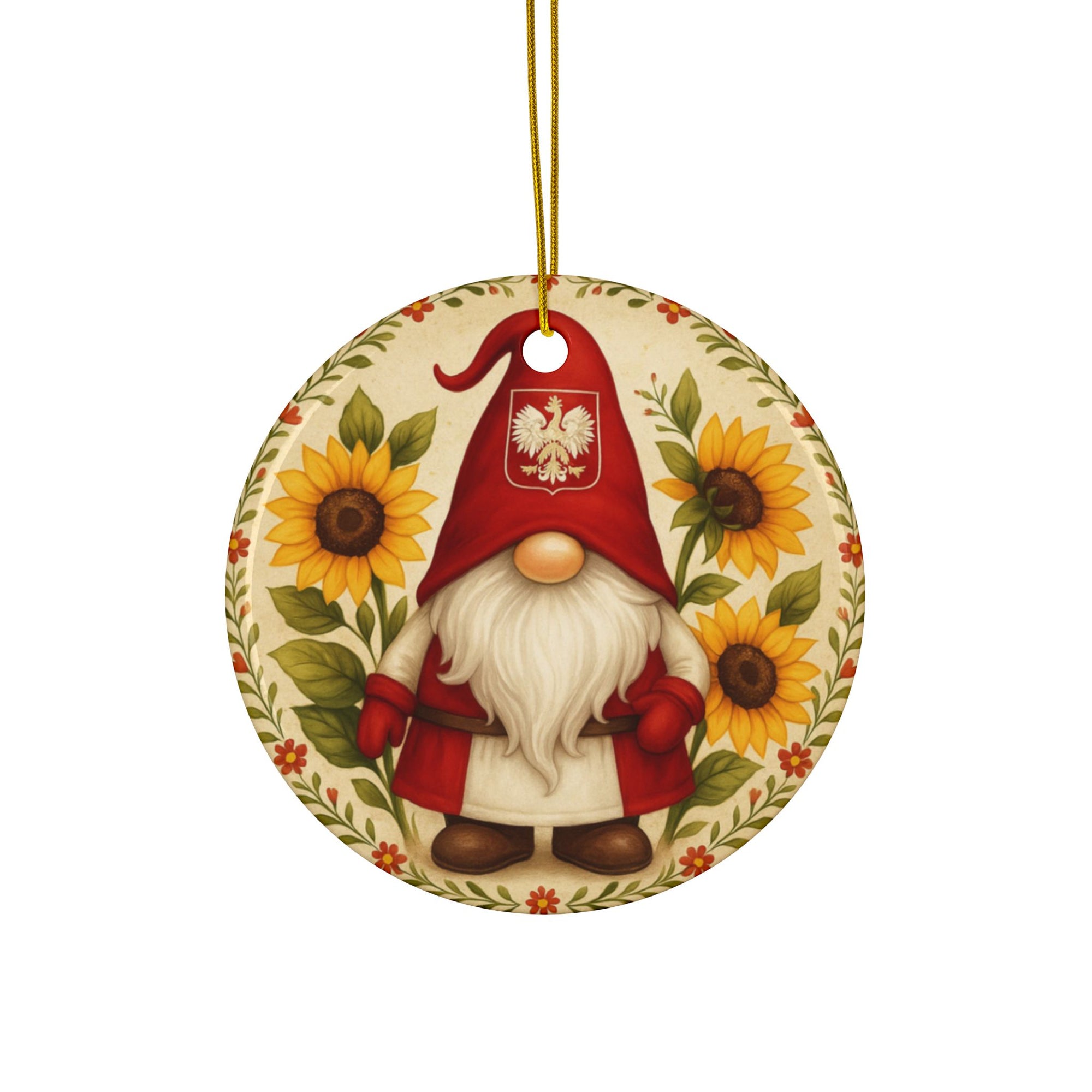 Cute Polish Gnone Ceramic Ornament,  2-Sided Design