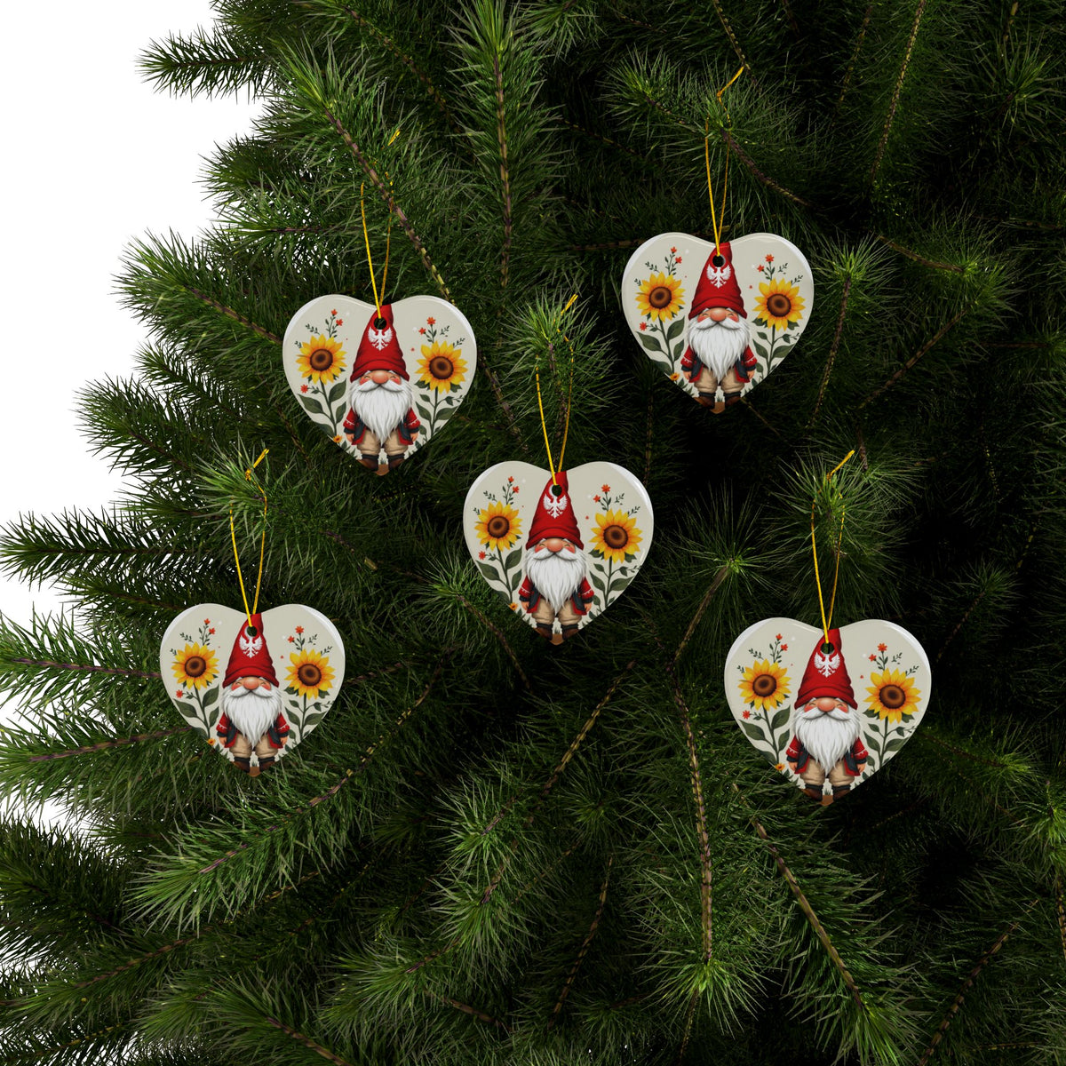 Poland Gnome Sunflower Ceramic Ornaments