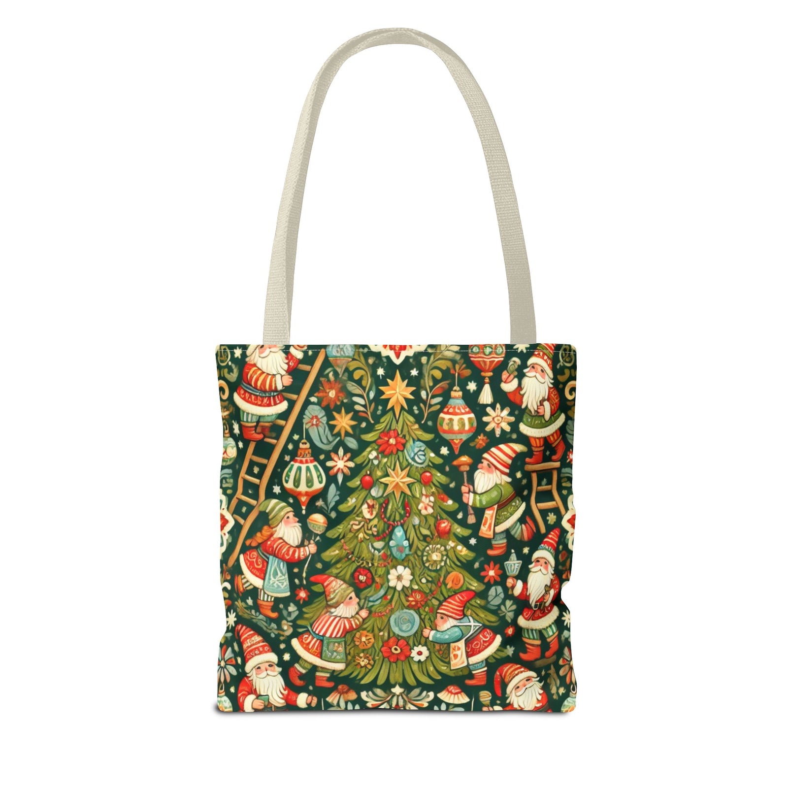 Christmas Gnomes Decorating Tree Holiday Tote Bag