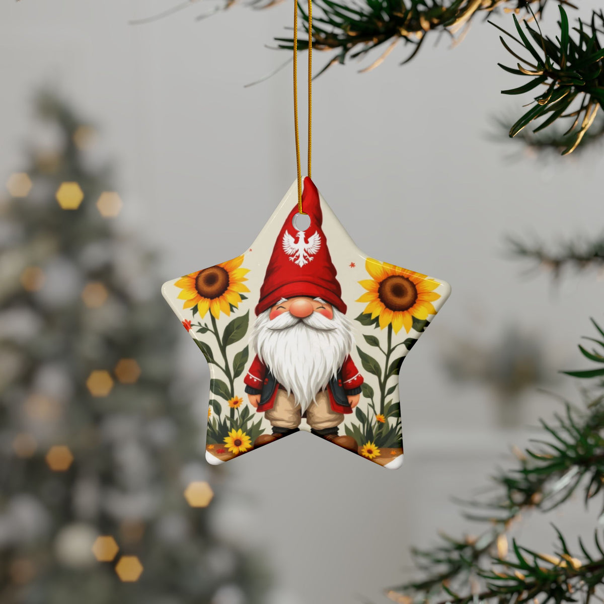 Poland Gnome Sunflower Ceramic Ornaments
