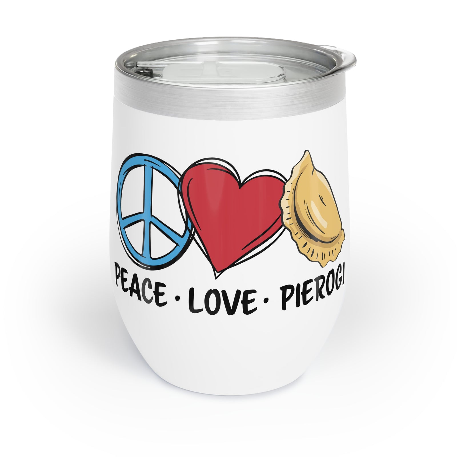 Peace Love Pierogi Wine Tumbler