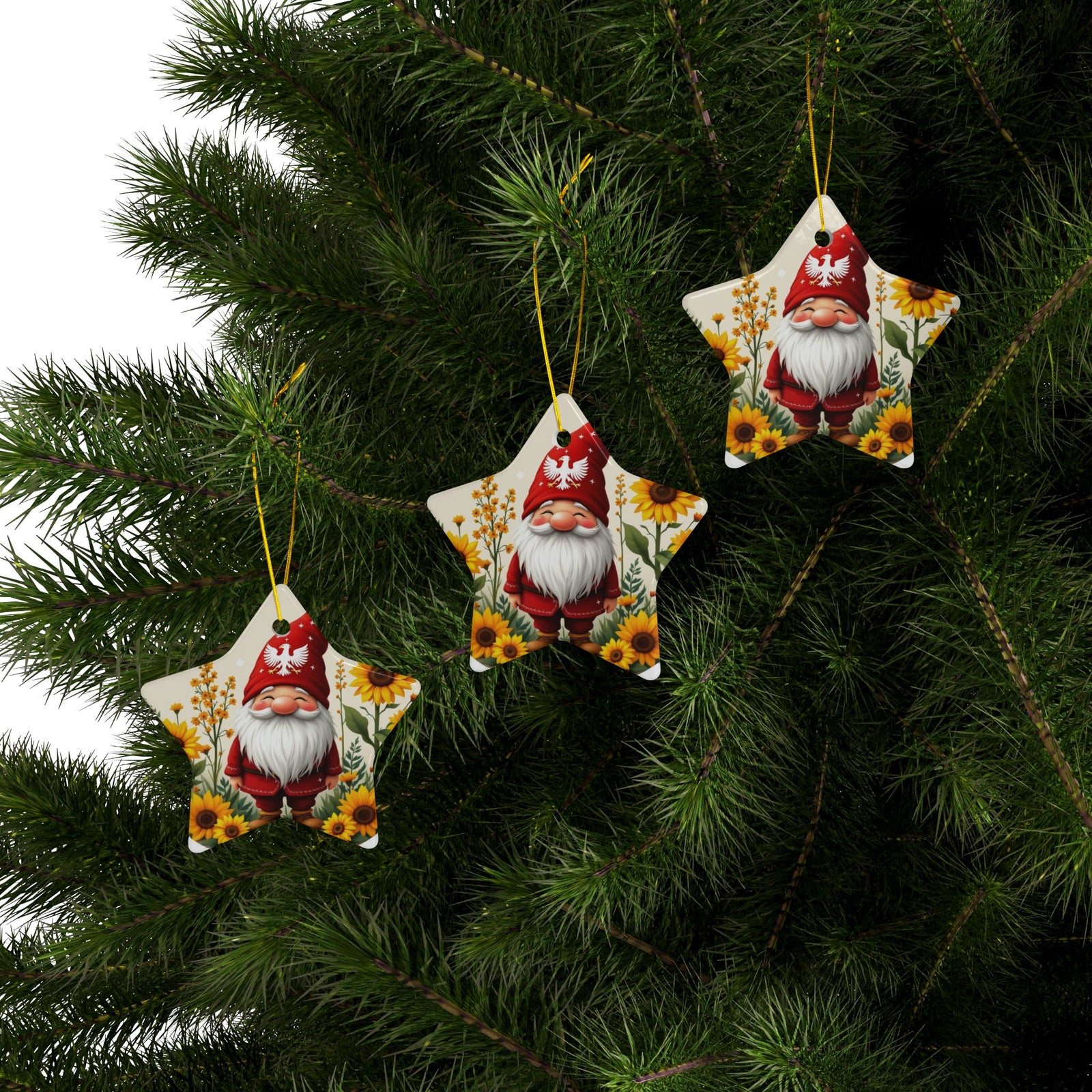 Polish Gnome Smiling Ceramic Ornaments