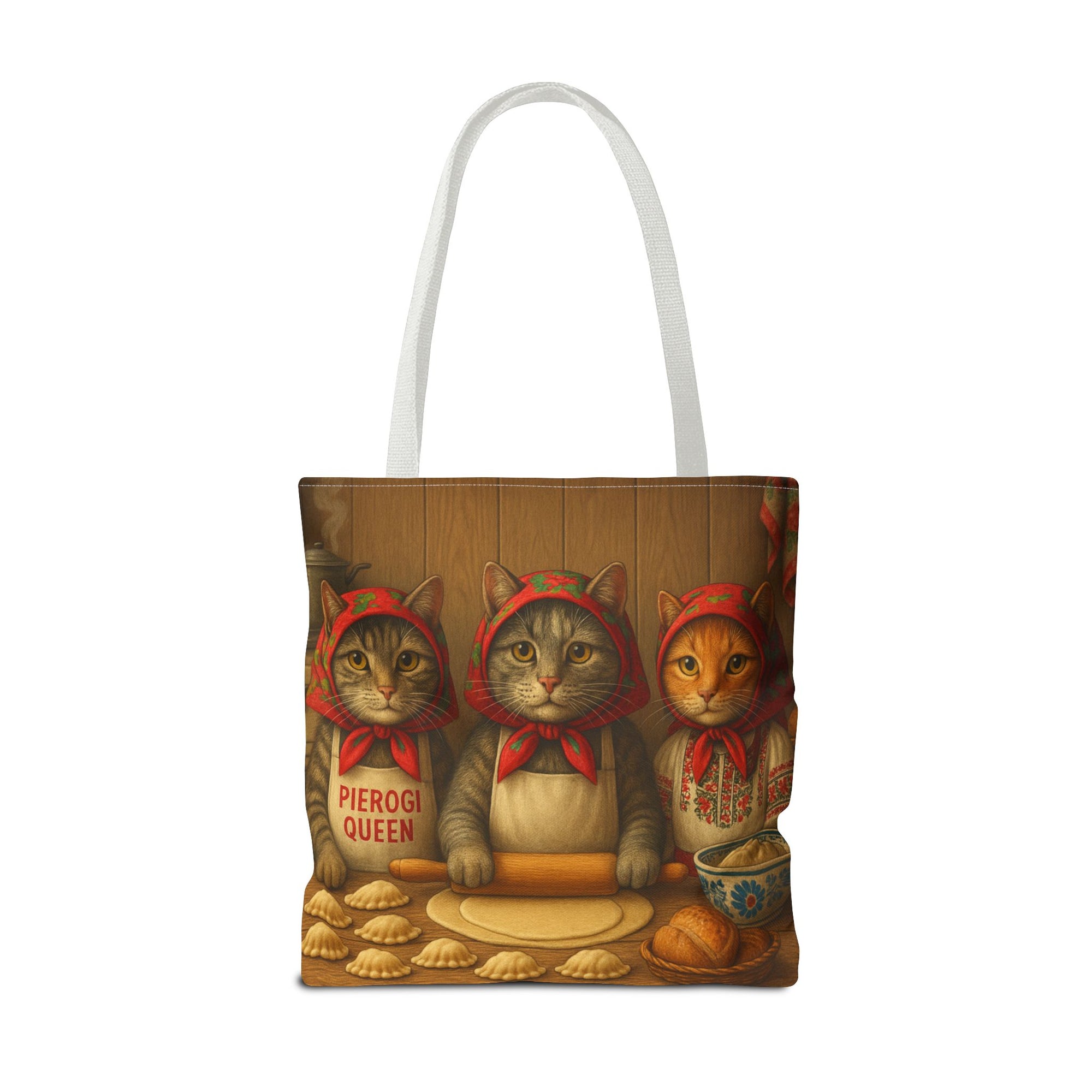 Babcia Cat Trio Making Pierogi Tote Bag
