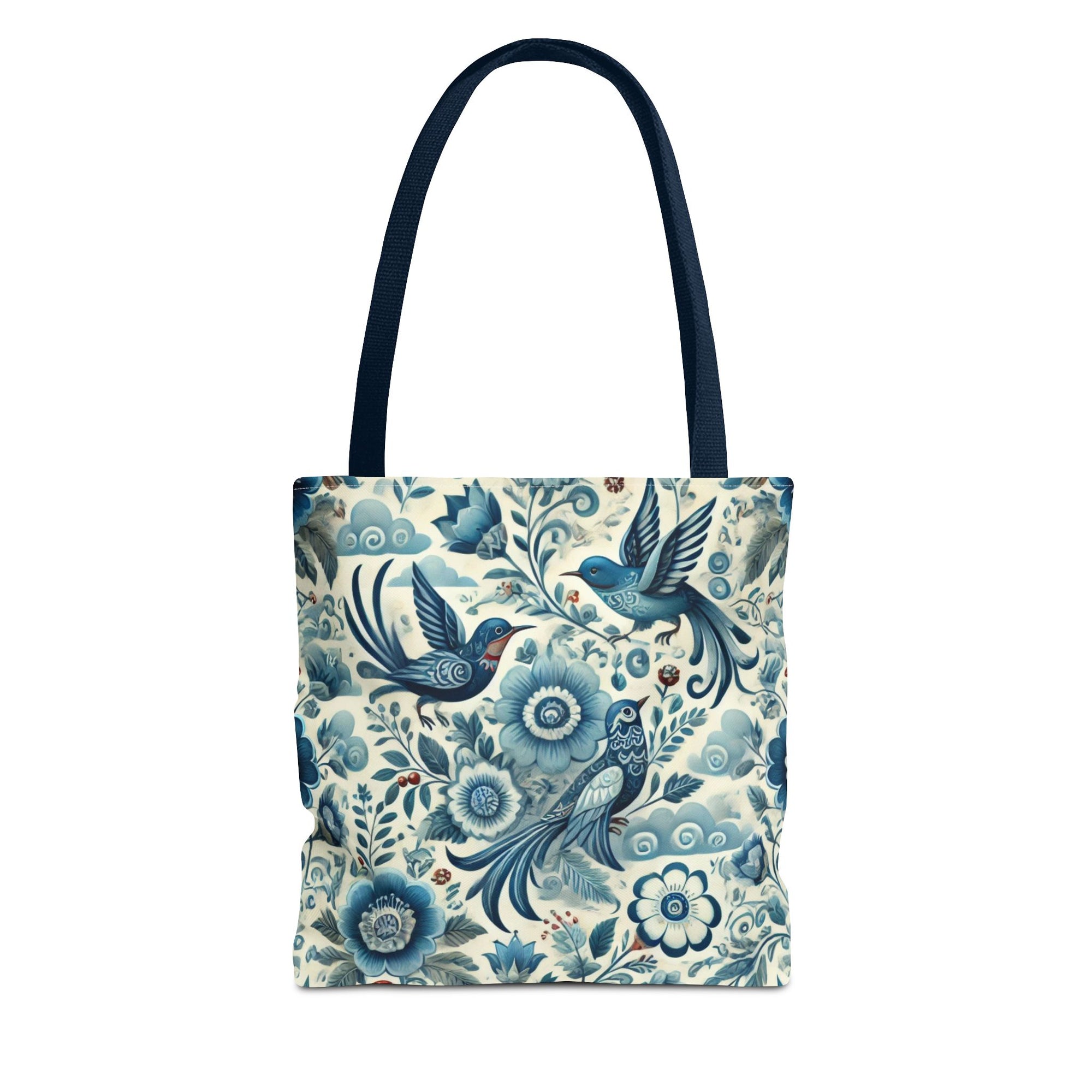 Polish Folk Art Floral & Birds Vibrant Blue Tote Bag (AOP)