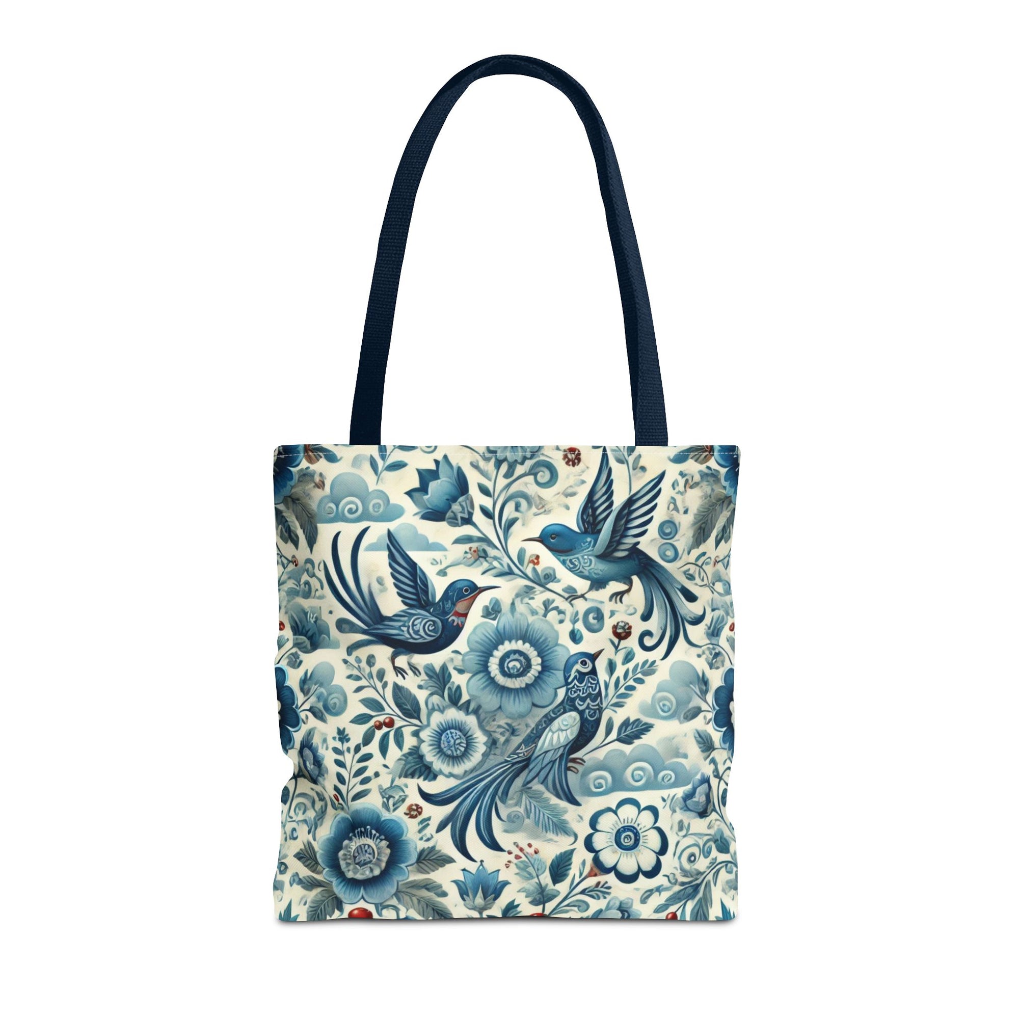 Polish Folk Art Floral & Birds Vibrant Blue Tote Bag (AOP)