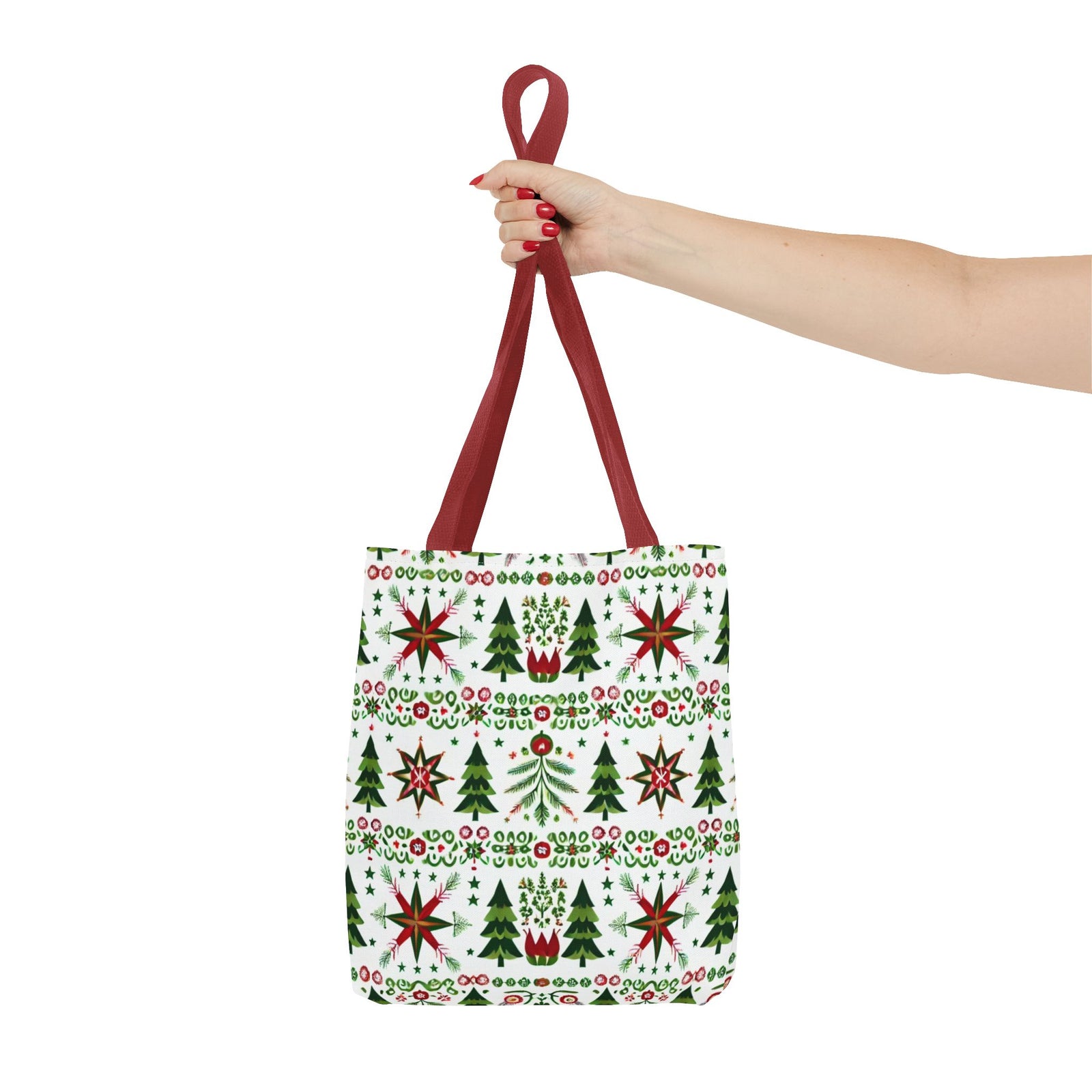 Polish Christmas Folk Art Pattern Stars Pines & Florals Tote Bag