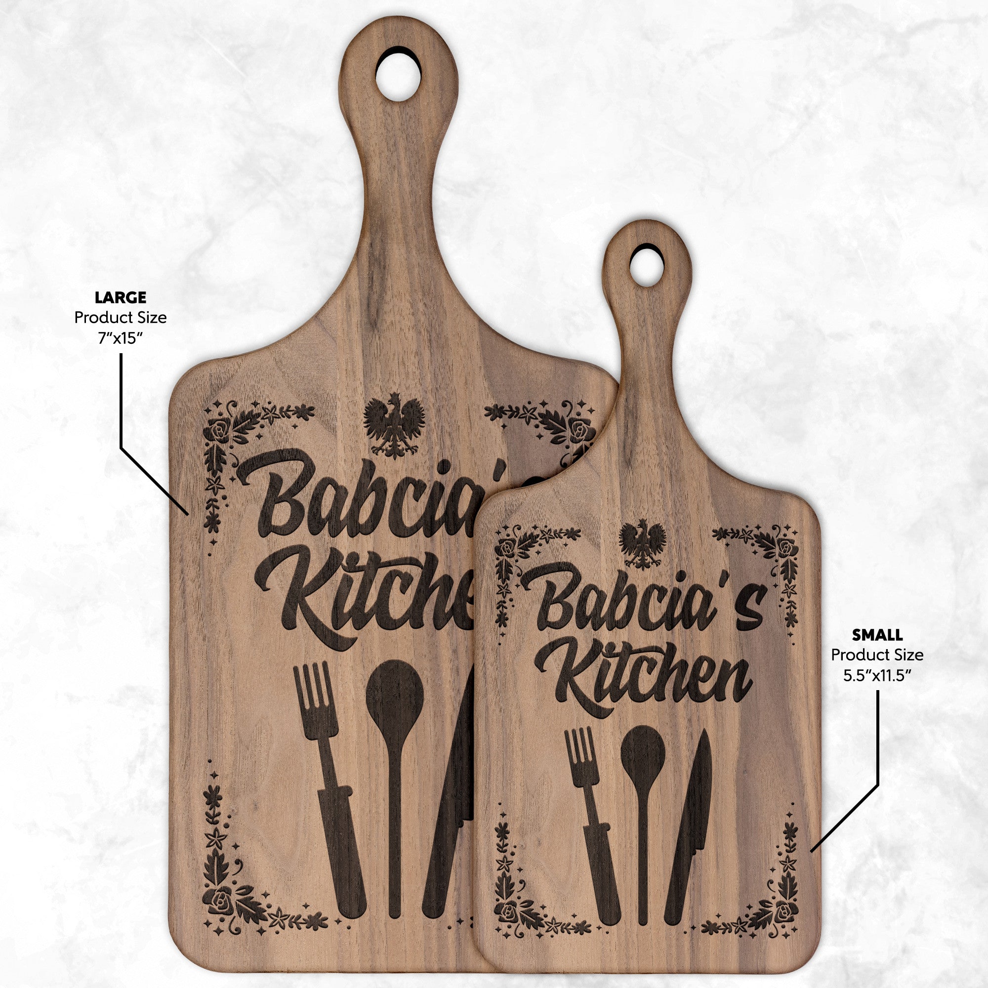 Babcia's Kitchen Hardwood Paddle Cutting Board Kitchenware teelaunch Small Walnut 