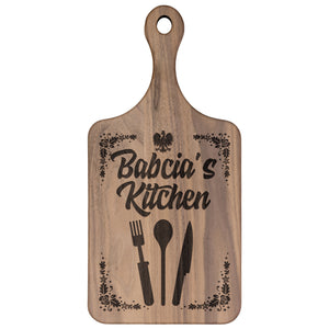 Babcia's Kitchen Hardwood Paddle Cutting Board - Large / Walnut - Polish Shirt Store