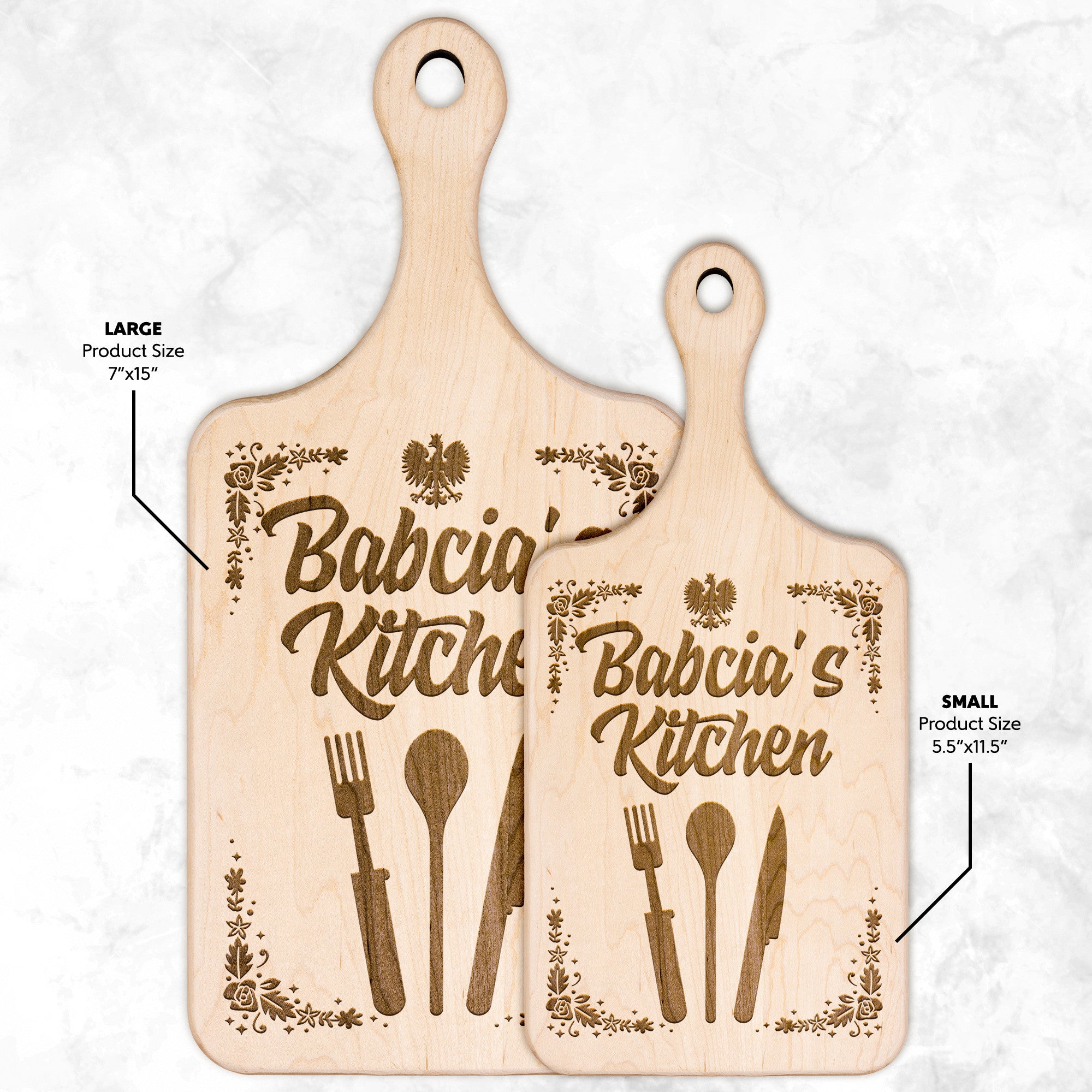 Babcia's Kitchen Hardwood Paddle Cutting Board Kitchenware teelaunch Large Maple 