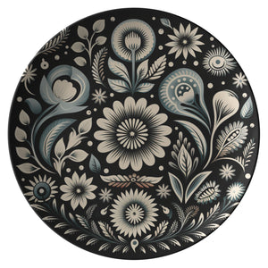 Black And White Floral Design Plate -  - Polish Shirt Store