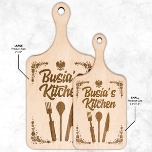 Busia's Kitchen Hardwood Paddle Cutting Board -  - Polish Shirt Store