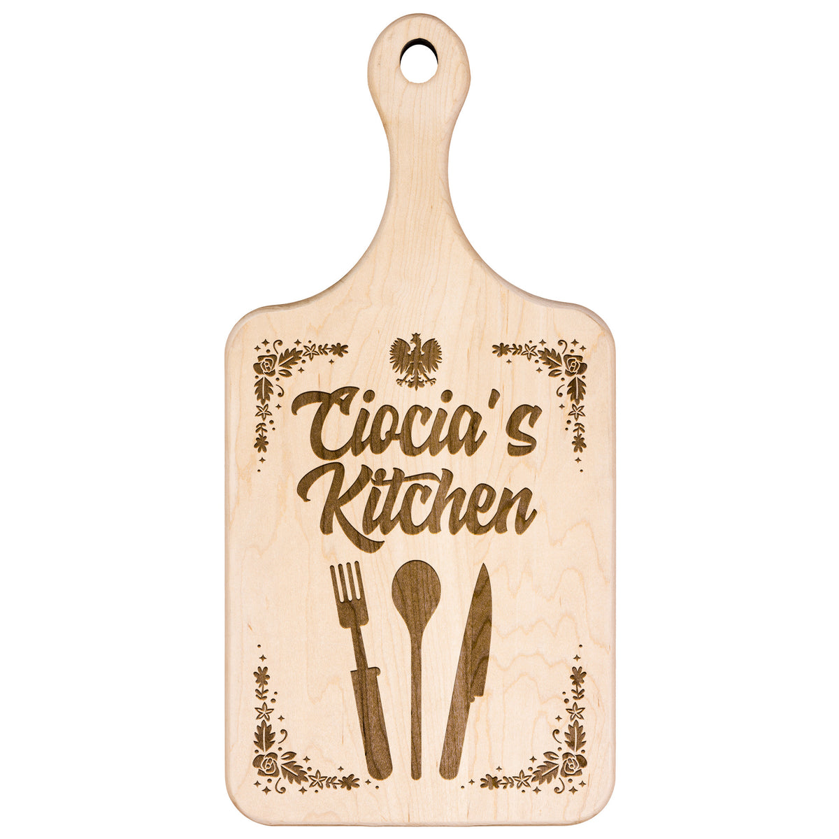 Ciocia&#39;s Kitchen Hardwood Paddle Cutting Board Kitchenware teelaunch   