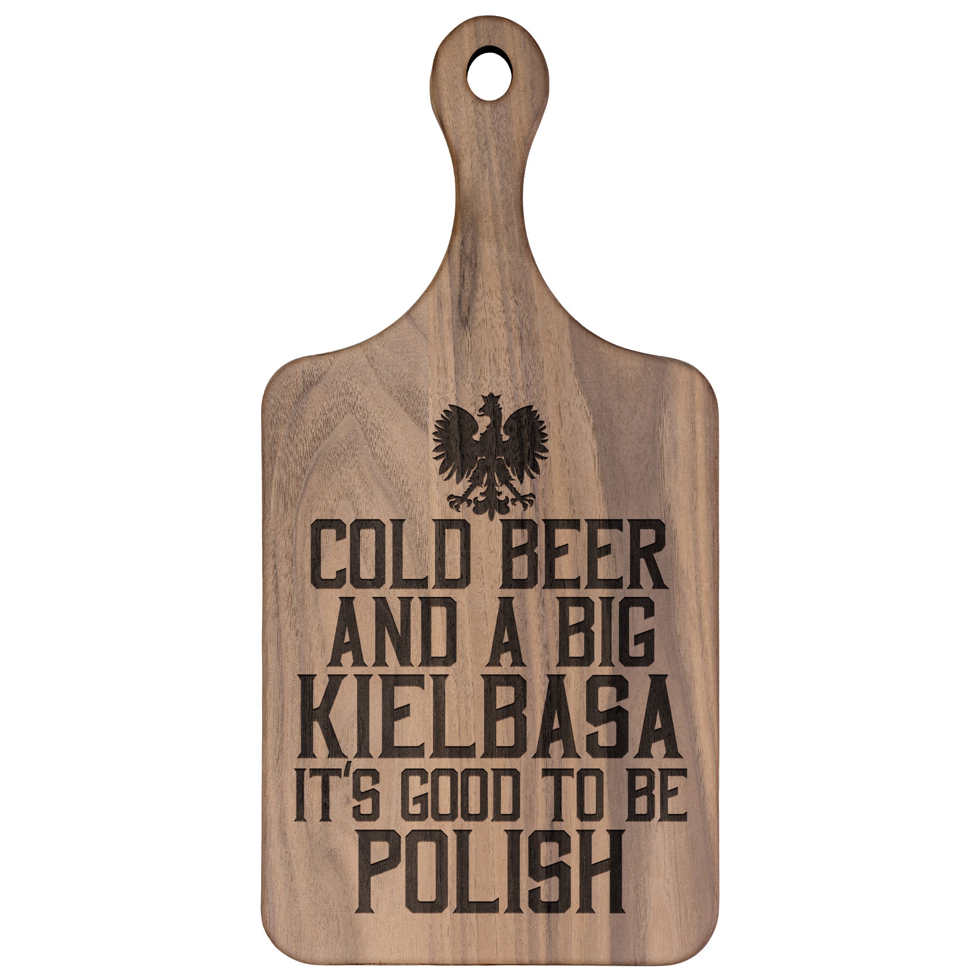 Cold Beer Big Kielbasa Hardwood Paddle Cutting Board Kitchenware teelaunch   