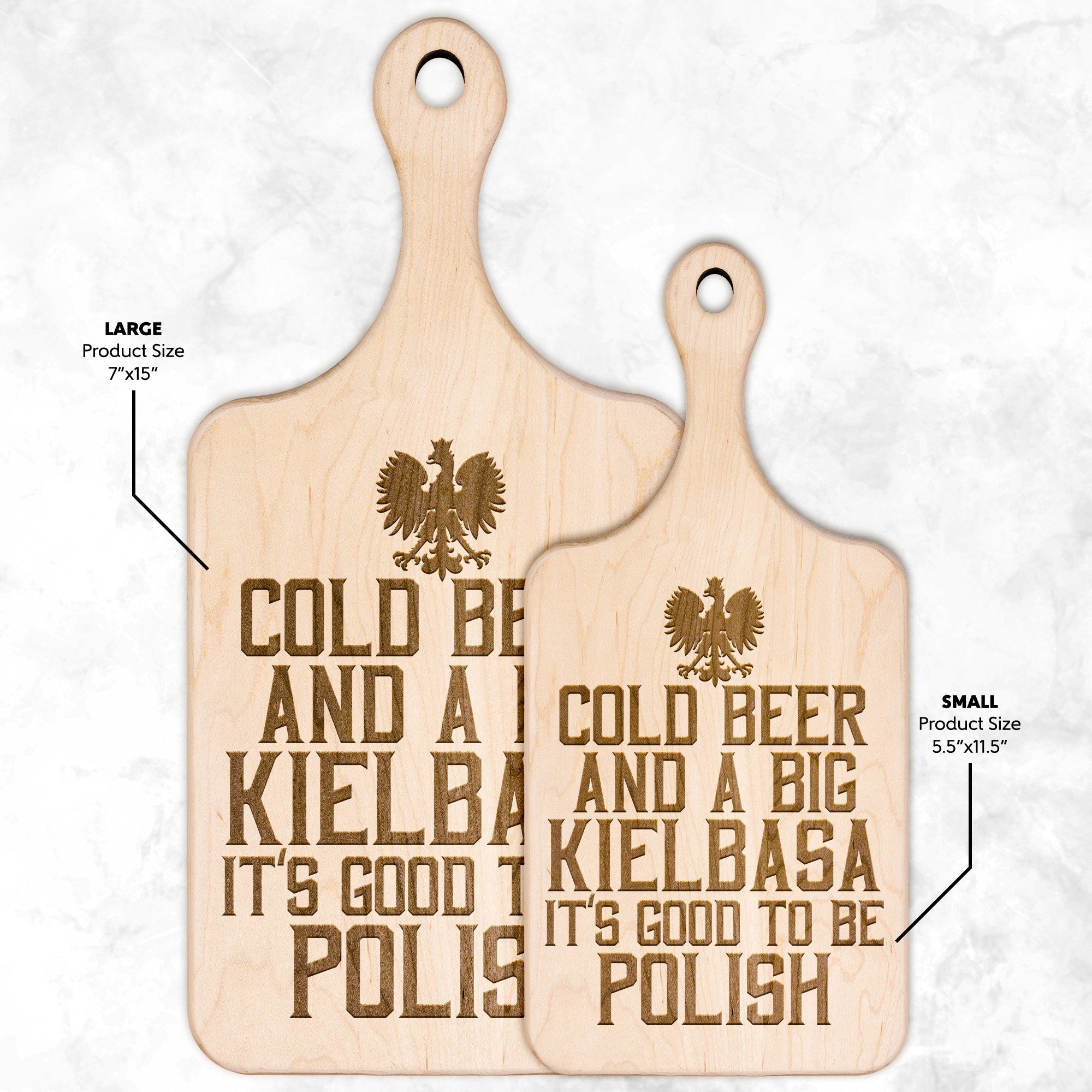 Cold Beer Big Kielbasa Hardwood Paddle Cutting Board Kitchenware teelaunch Large Maple 