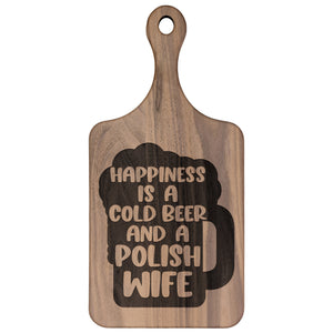 Cold Beer Polish Wife Hardwood Paddle Cutting Board -  - Polish Shirt Store