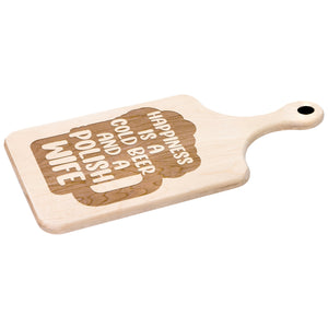 Cold Beer Polish Wife Hardwood Paddle Cutting Board - Small / Maple - Polish Shirt Store