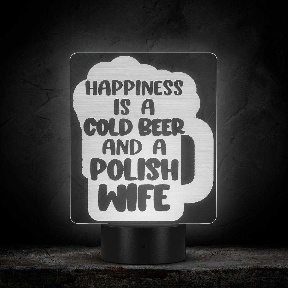 Cold Beer Polish Wife Rectangle Acrylic LED Sign LED Signs teelaunch   
