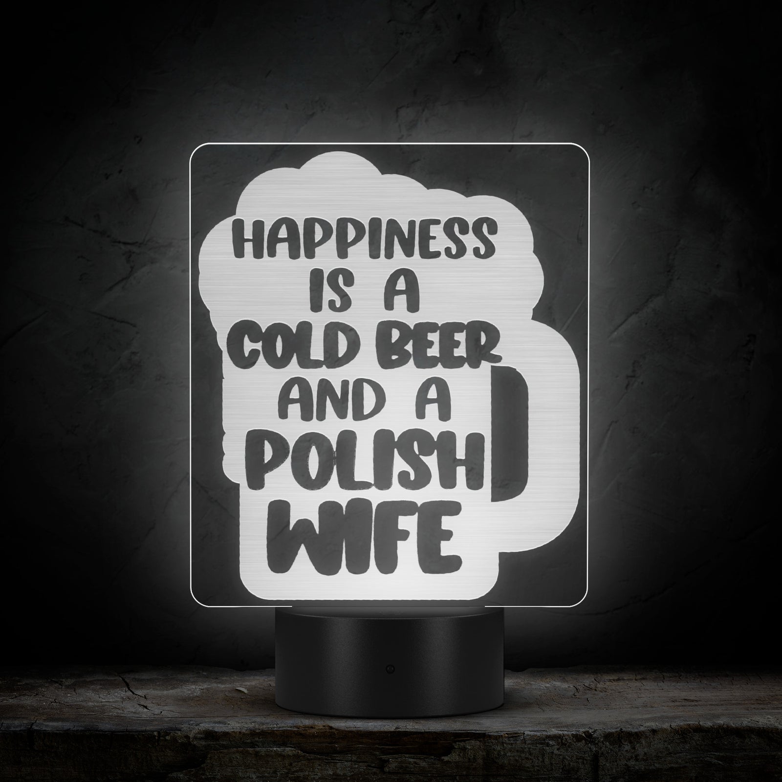 Cold Beer Polish Wife Rectangle Acrylic LED Sign LED Signs teelaunch   