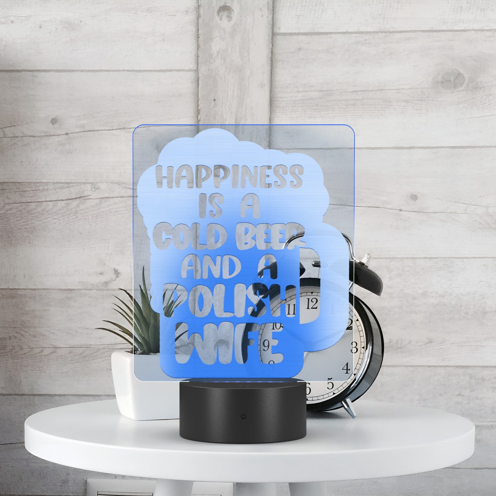 Cold Beer Polish Wife Rectangle Acrylic LED Sign LED Signs teelaunch   