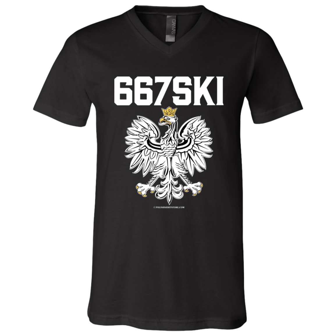667SKI Apparel CustomCat 3005 Unisex Jersey SS V-Neck T-Shirt Black X-Small