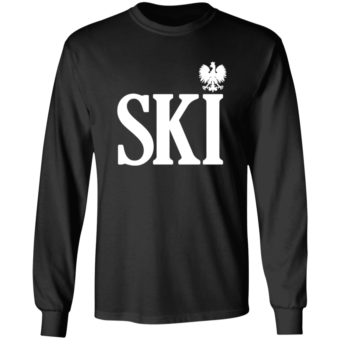 SKI Polish Surname Ending Apparel CustomCat G540 LS T-Shirt Black S