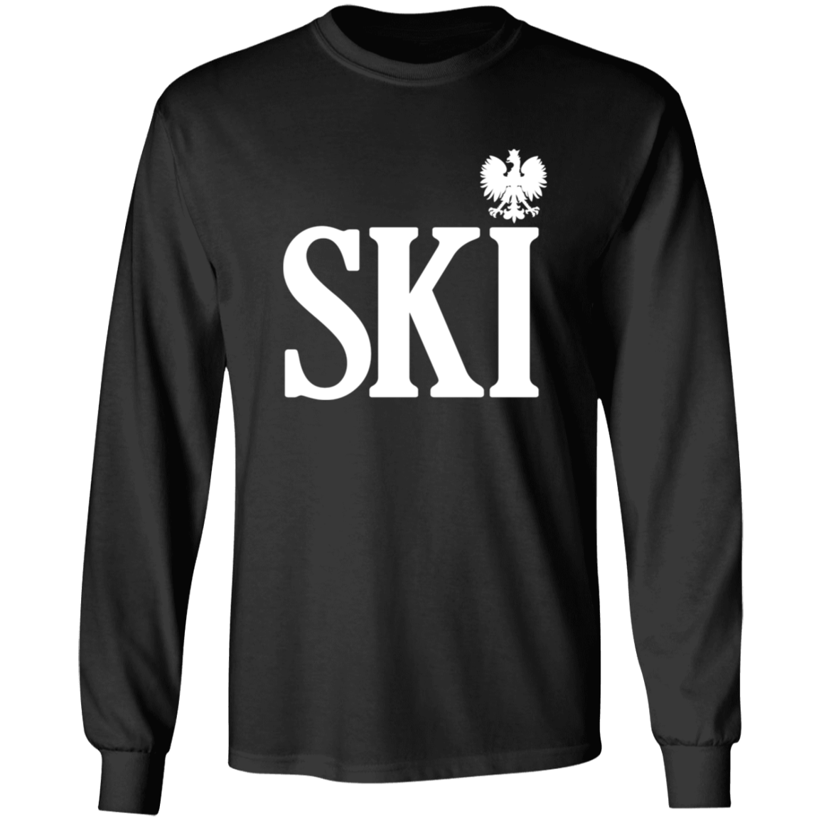 SKI Polish Surname Ending Apparel CustomCat G240 LS Ultra Cotton T-Shirt Black S