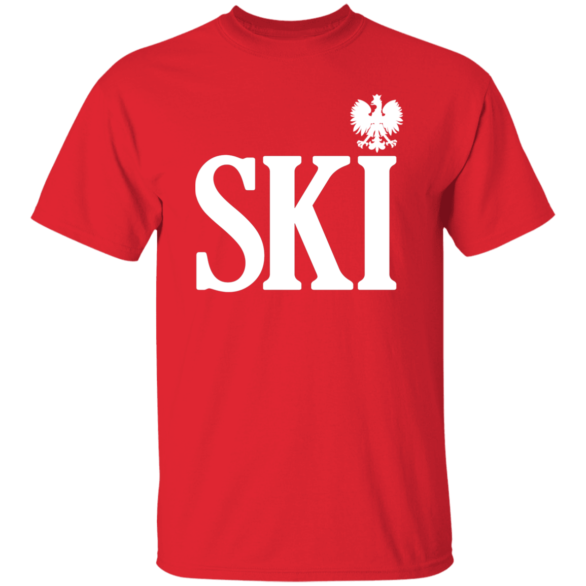 SKI Polish Surname Ending Apparel CustomCat G500 5.3 oz. T-Shirt Red S
