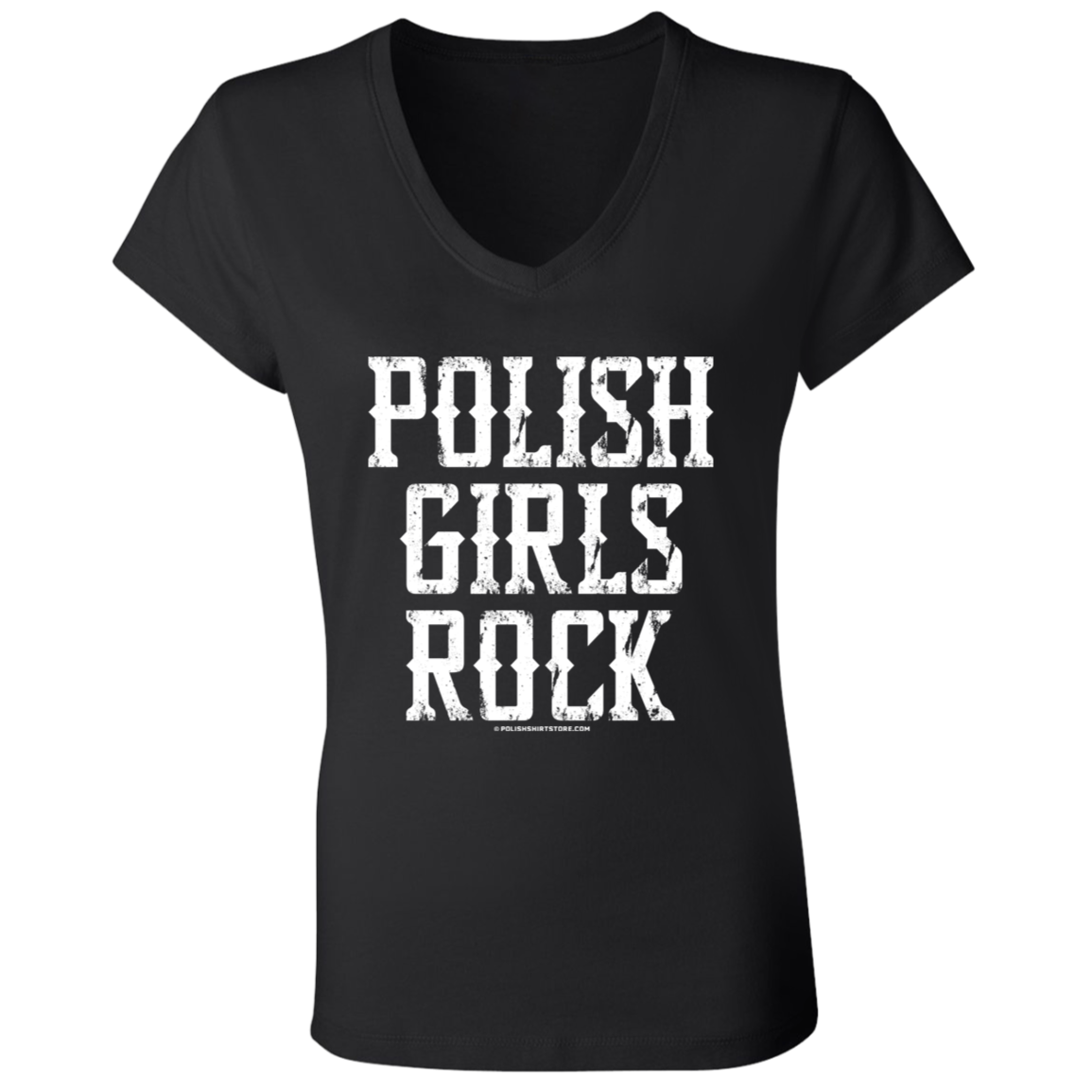 Polish Girls Rock V-Neck Tee T-Shirts CustomCat Black S 