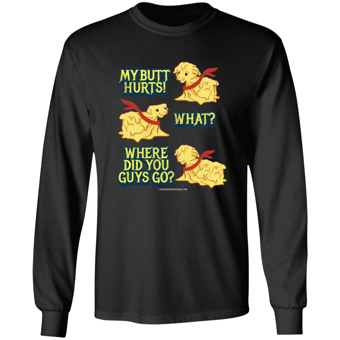 Polish Butter Lamb Humor Apparel CustomCat G540 LS T-Shirt Black S