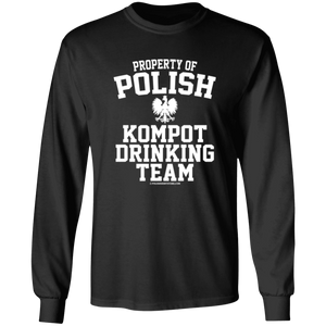 Property of Polish Kompot Drinking Team - G240 LS Ultra Cotton T-Shirt / Black / S - Polish Shirt Store