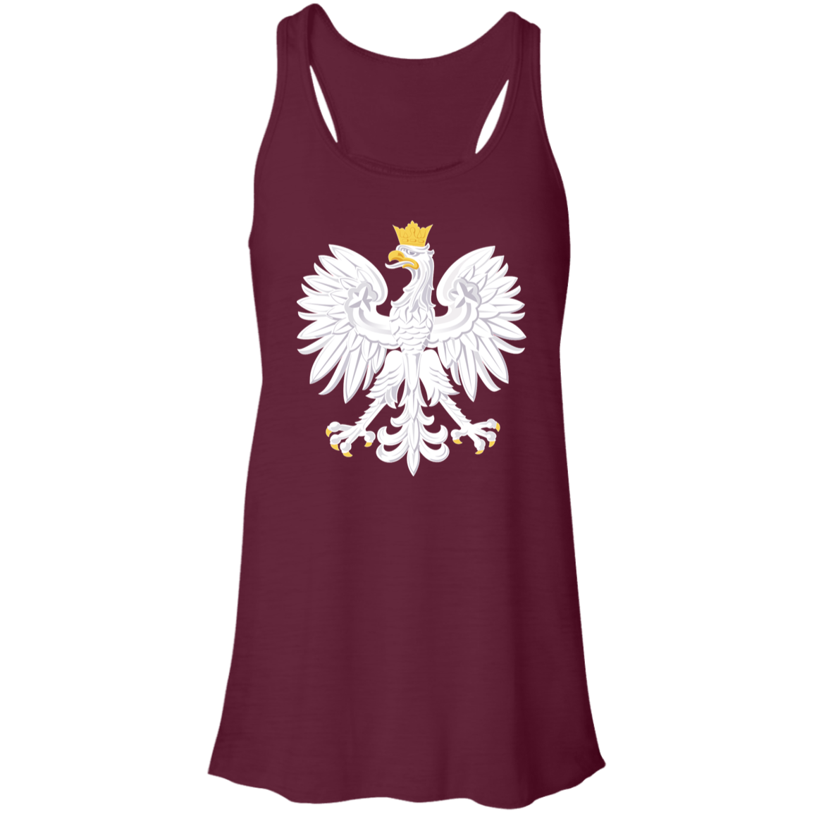 Polish Eagle Ladies Flowy Racerback Tank T-Shirts CustomCat Maroon X-Small 