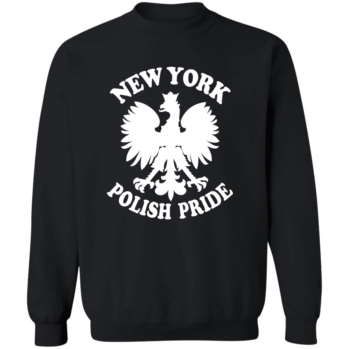 New York  Polish Pride Apparel CustomCat G180 Crewneck Pullover Sweatshirt Black S