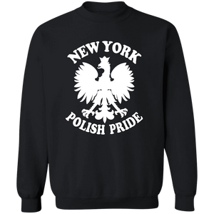 New York  Polish Pride - G180 Crewneck Pullover Sweatshirt / Black / S - Polish Shirt Store
