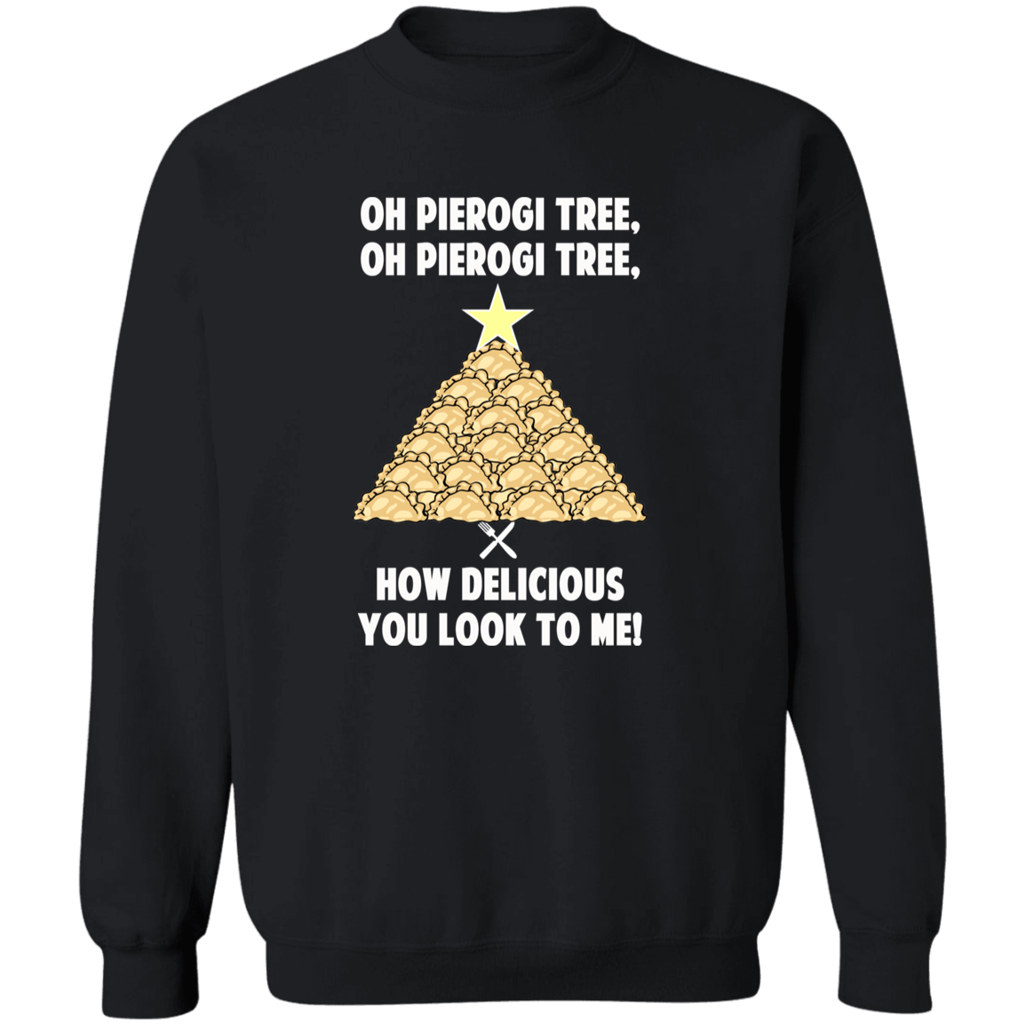 Oh Pierogi Tree Sweatshirt - The Original Sweatshirts CustomCat Black S 