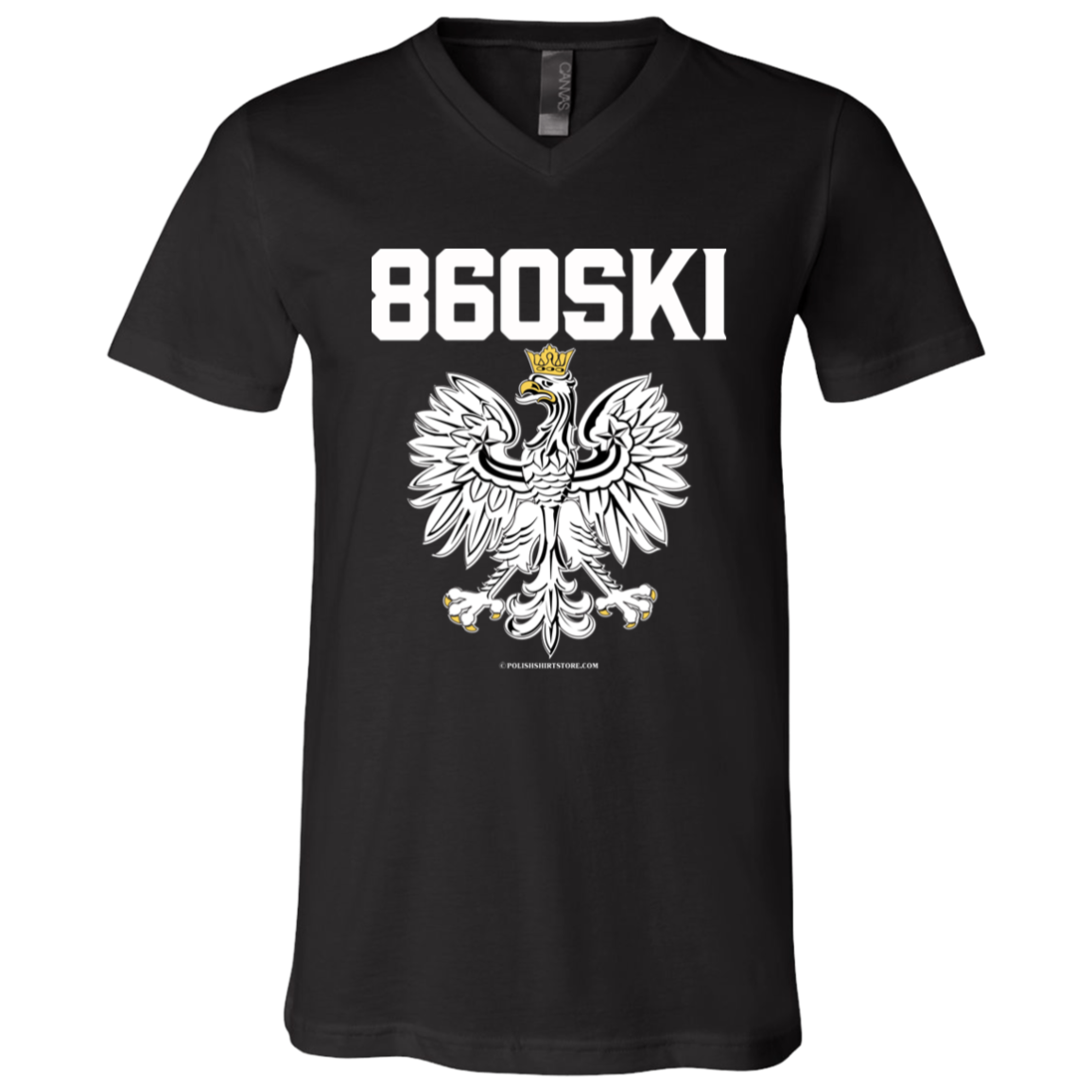 860SKI Apparel CustomCat 3005 Unisex Jersey SS V-Neck T-Shirt Black X-Small