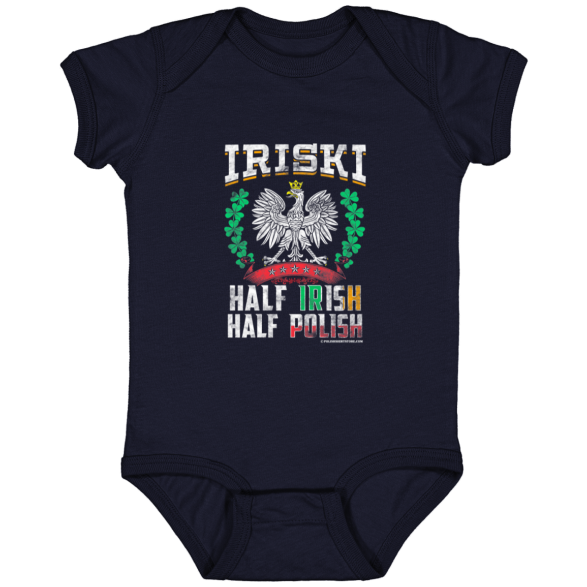 Iriski Half Irish Half Polish Infant Bodysuit Baby CustomCat Navy Newborn 