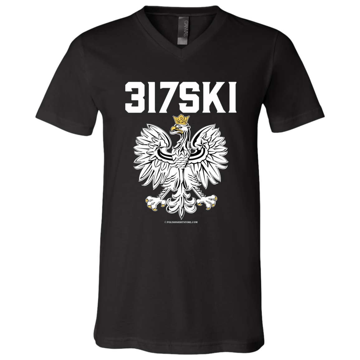 317SKI Apparel CustomCat 3005 Unisex Jersey SS V-Neck T-Shirt Black X-Small