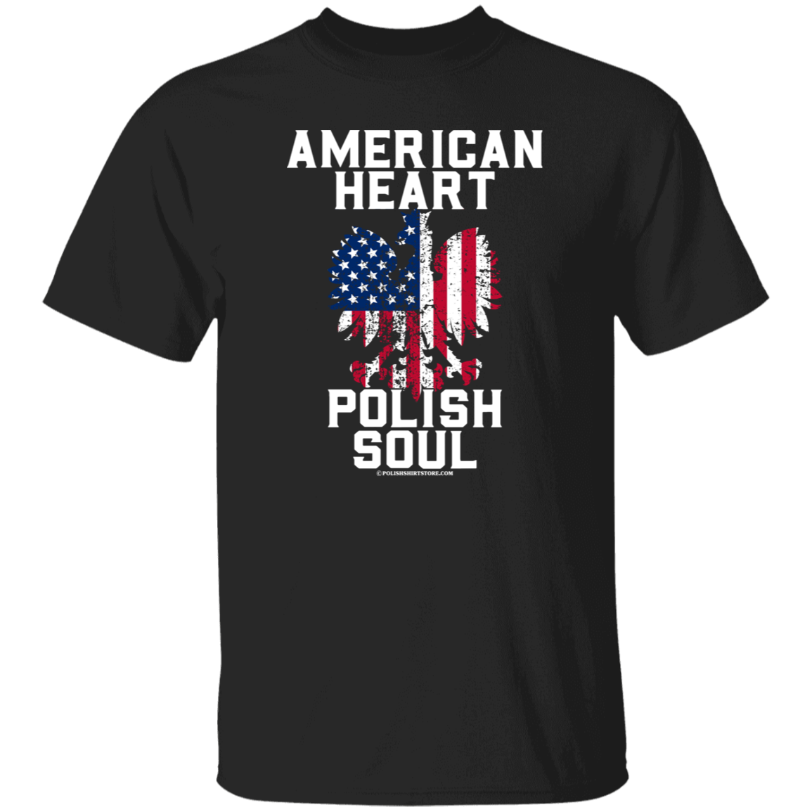 American Heart Polish Soul Apparel CustomCat G500 5.3 oz. T-Shirt Black S